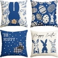 thumbnail image 1 of Happy Easter Be Hoppy Rabbit Easter Eggs Black Throw Pillow Covers, 20 x 20 Inch Cushion Case Decoration for Sofa Couch Set of 4, 1 of 6