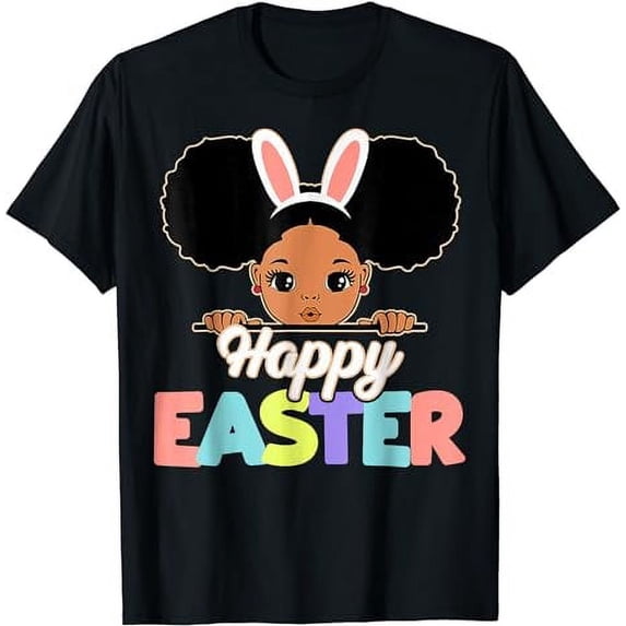 Happy Easter Black Girl African American Afro T-Shirt