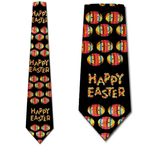 Happy Easter (Black) Necktie Mens Tie