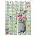 thumbnail image 1 of Happy Easter Blackout Curtains for Bedroom Living Room Darkening Curtains 54 Inch Long Cute Bunny Spring Flowers Butterfly Green Plaid Short Curtain for Small Window Treatment Drapes 42"x54"x2, 1 of 9