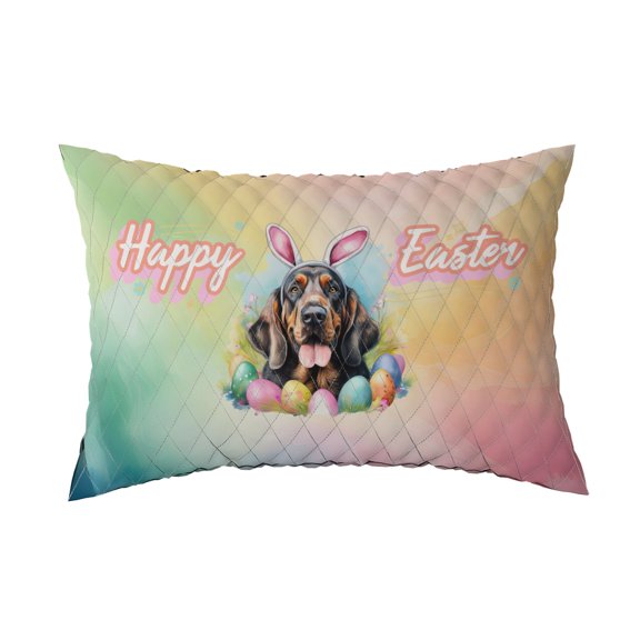 Happy Easter Bloodhound with Bunny Ear Headband and Flowers Quilt Pillowcase Dog Lover Throw Pillow Cover Bed Home Decor - 13001