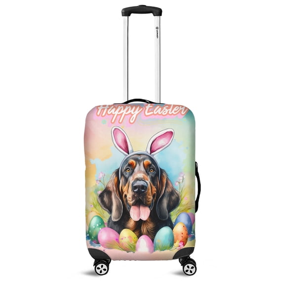 Happy Easter Bloodhound with Bunny Ear Headband and Flowers Travel Luggage Cover Dog Lover Suitcase Dust Protective Decor - 13001