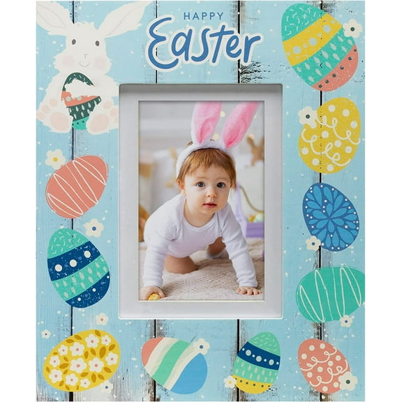 Happy Easter Blue Wood Picture Frame