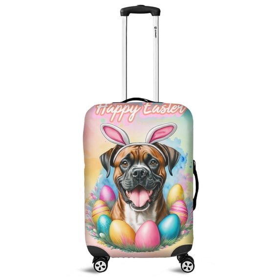 Happy Easter Boxer with Bunny Ear Headband and Flowers Travel Luggage Cover Boxers Dog Lover Gifts Idea Suitcase Dust Protective Decor - 13001