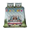 thumbnail image 1 of Happy Easter Brittany Spaniel American Flag Truck Quilt Bedding Set Brittany Dog Lover Gifts Idea 1 Blanket Bed Cover 2 Pillowcases - 03001, 1 of 5