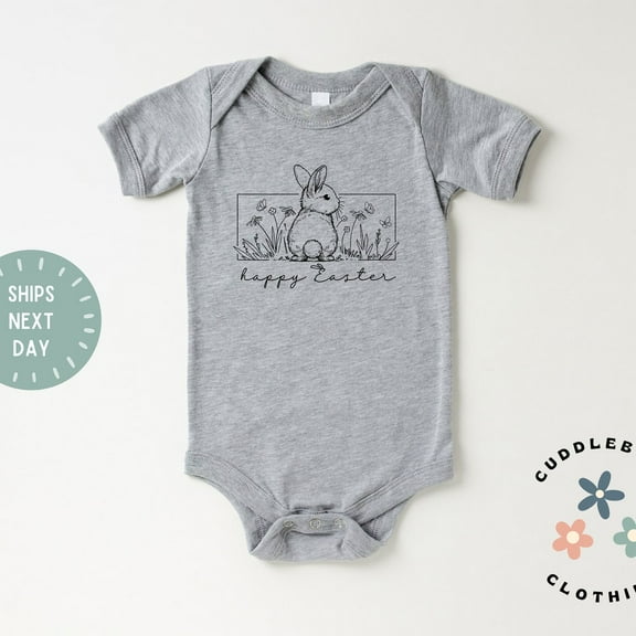 Happy Easter Bunny Baby Bodysuit, Cute Baby First Easter Outfit, Easter Holiday Gift For Baby, Granddaughter