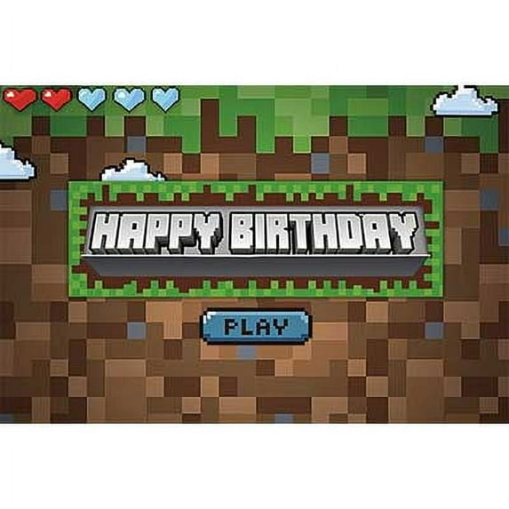 Pixel Game Happy Birthday Photo Backdrop Boy Party Photoz Banner ration Background Studio Photography Props