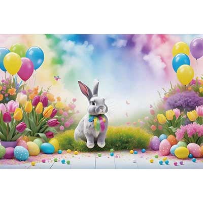 Happy Easter Bunny Background Photography Rabbit Spring Arch Door ...