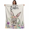 thumbnail image 1 of Happy Easter Bunny Blanket Soft Cozy Warm Throw Blanket for Couch, Plush Fuzzy Flannel Fleece Blankets for Sofa, Spring Floral Rabbit Vintage Bed Blankets Lightweight Gifts for Women, 30"x40", 1 of 9