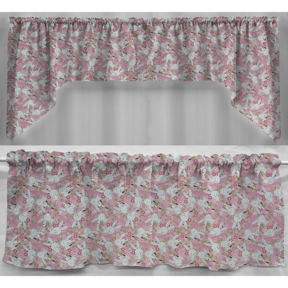 Happy Easter Bunny Curtain Panels by Penny's Needful Things (Set of 2) 24 Inch Long LINED