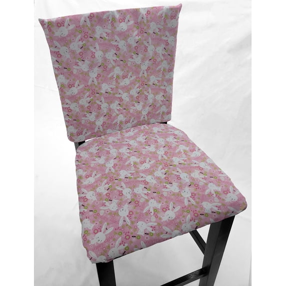 Happy Easter Bunny Dining Room Chair Back Covers or Seat Covers by Penny's Needful Things (Chair Back Cover Only) (20 W x 15 H CHAIR BACK)