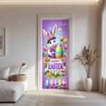 thumbnail image 1 of Happy Easter Bunny Door Sticker - 30.3x78.7in Colorful Easter Egg & Floral Peel and Stick Door Decal for Home Decor, 1 of 3