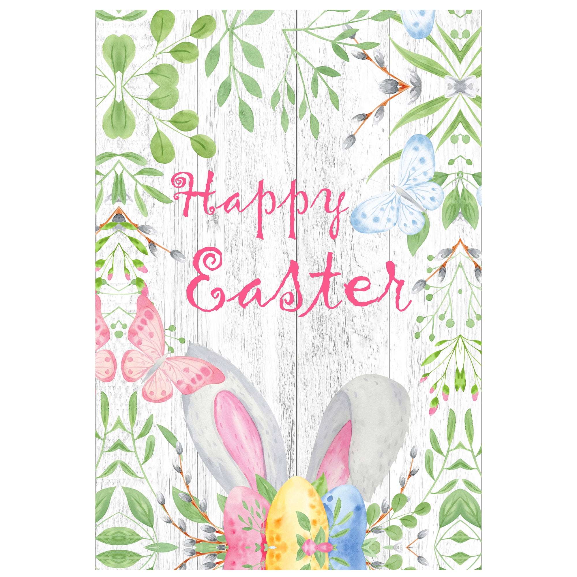 Happy Easter Bunny Ears Pastel Garden Flag