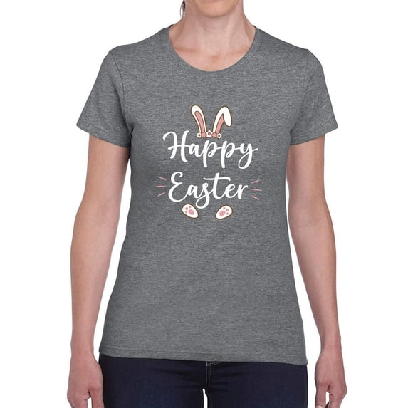 Happy Easter Bunny Ears T-Shirt Women -Smartprints Designs, Female 3X-Large