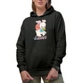 thumbnail image 1 of Happy Easter, Bunny & Egg Art, Black Hooded Sweatshirt or Hoodie, Small, 1 of 5