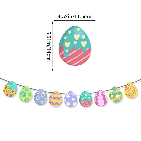 Happy Easter Bunny Egg Bunting Garland Colorful Banner for Home Wall Decor Spring Holiday Party Supplies and Indoor Celebration