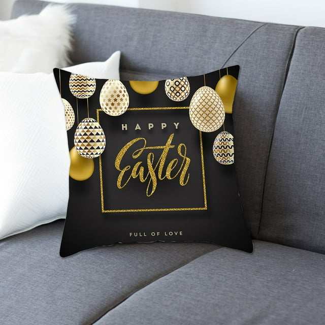 Happy Easter Bunny Eggs Decorative Pillowcase Living Room Sofa Couch