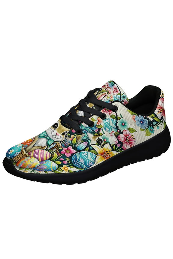 Happy Easter Bunny Eggs Shoes Sneakers for Women Men Black Size 3.5