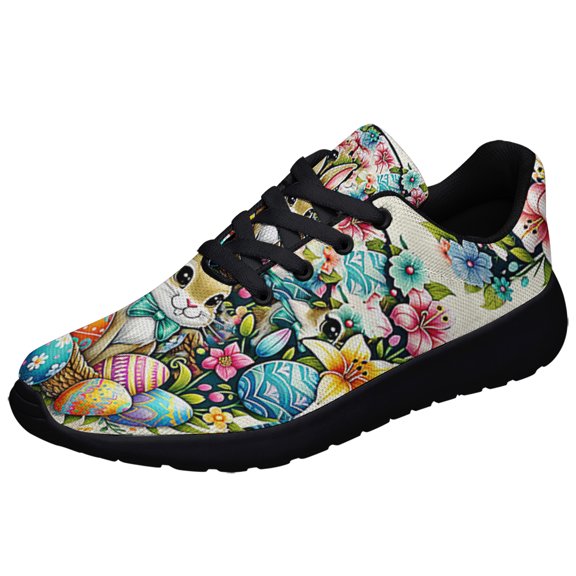 Happy Easter Bunny Eggs Shoes Sneakers for Women Men Black Size 4