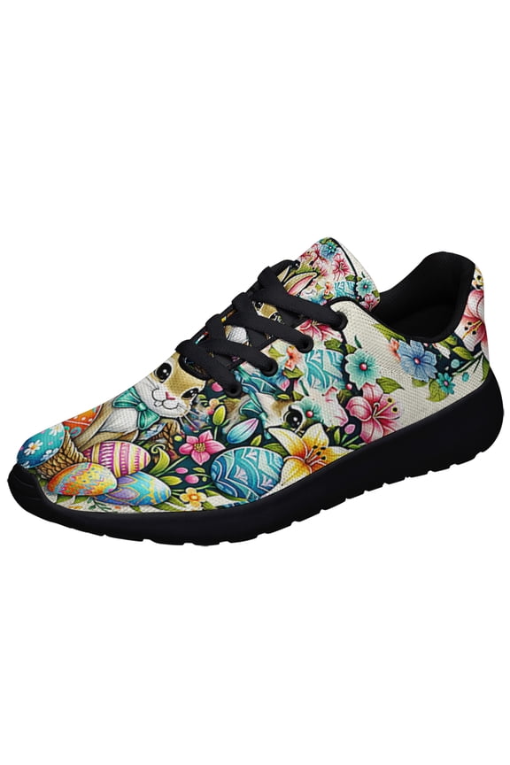 Happy Easter Bunny Eggs Shoes Sneakers for Women Men Black Size 7