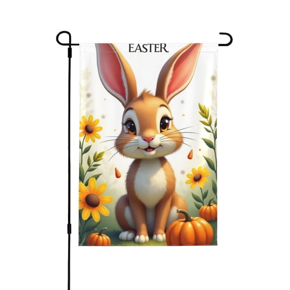 Happy Easter Bunny Garden Flag 12.5 X 18 Inch Spring Floral Decorative Double Sided Burlap Flag For Spring Easter Farmhouse Yard Decoration 1 Flag