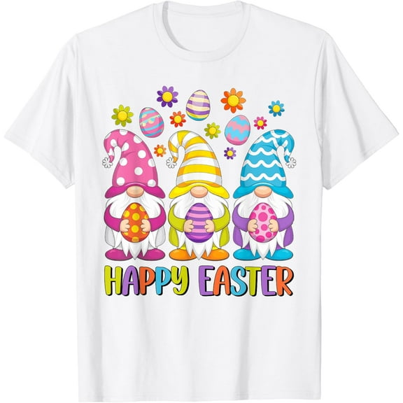 Happy Easter Bunny Gnome Easter Eggs Christian Happy Easter T-Shirt100% cotton