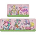 thumbnail image 1 of Happy Easter Bunny Gnome Kitchen Rugs Set of 2, Rabbit Chick Eggs Balloon Carrot Pink Kitchen Mats Decor, Tulip Flower Butterfly Floor Door Mat Home Decorations -17x29 and 17x47 Inch, 1 of 6