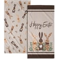 thumbnail image 1 of Happy Easter Bunny Hand Towels for Bathroom 2 Packs 18"x26" Polka Dot Rabbits Eggs Green Eucalyptus Decorative Kitchen Towel Brown Stripe Super Soft Drying Finger Towel for Home Hotel Gym, 1 of 8