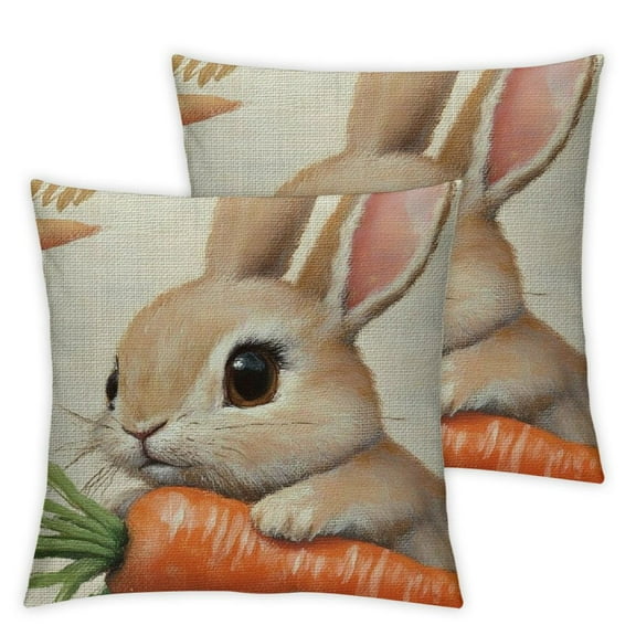 Happy Easter Bunny Lumbar Decorative Throw Pillow Cover, Rectangular Rabbit Carrot Outdoor Home Decor, Spring Easter Eggs Butterfly Leaves Couch Cushion Case