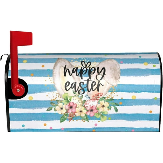Happy Easter Bunny Mailbox Covers Magnetic Waterproof Post Box Cover Wraps Post Letter Box Cover Garden Decor Standard Size 18" X 21"in