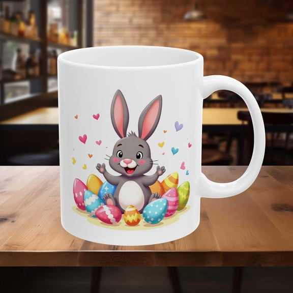 Happy Easter Bunny Mug Cute Spring Coffee Cup Gift for Her or