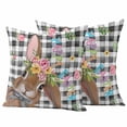 thumbnail image 1 of Happy Easter Bunny Pillow Covers 2 Pack Easter Brown Rabbit Spring Flowers Leaf Black Buffalo Plaid Pillowcase Waterproof Outdoor Throw Pillow Cover for Patio Garden Square Cushion 26”x26”, 1 of 9