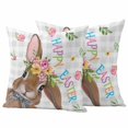 thumbnail image 1 of Happy Easter Bunny Pillow Covers 2 Pack Easter Brown Rabbit Spring Flowers Leaf Grey Buffalo Plaid Pillowcase Waterproof Outdoor Throw Pillow Cover for Patio Garden Square Cushion 16”x16”, 1 of 9