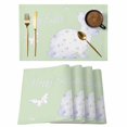 thumbnail image 1 of Happy Easter Bunny Placemats Set of 12, Rabbit Butterfly Spring Flowers Green Placemats for Dining Table, Place Mats for Kitchen Tabletop, Waterproof Wipeable Dining Table Mats Set, 1 of 9