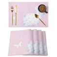 thumbnail image 1 of Happy Easter Bunny Placemats Set of 4, Rabbit Butterfly Spring Flowers Pink Placemats for Dining Table, Place Mats for Kitchen Tabletop, Waterproof Wipeable Dining Table Mats Set, 1 of 9