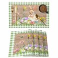 thumbnail image 1 of Happy Easter Bunny Placemats Set of 4, Spring Floral Wooden Sage Green Plaid Placemats for Dining Table, Place Mats for Kitchen Tabletop, Waterproof Wipeable Dining Table Mats Set, 1 of 9