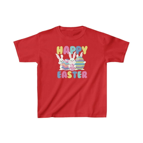 Happy Easter Bunny Rabbit Eggs Holiday Kids Heavy Cotton Tee Shirt