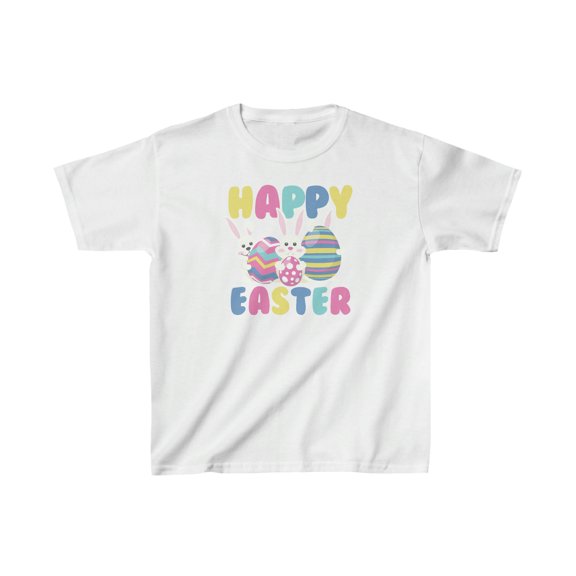 Happy Easter Bunny Rabbit Eggs Holiday Kids Heavy Cotton Tee Shirt