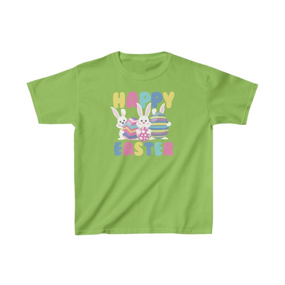 Happy Easter Bunny Rabbit Eggs Holiday Kids Heavy Cotton Tee Shirt