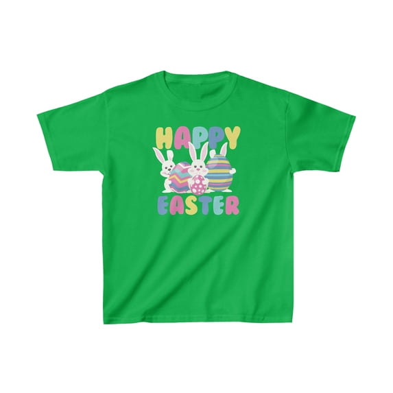 Happy Easter Bunny Rabbit Eggs Holiday Kids Heavy Cotton Tee Shirt