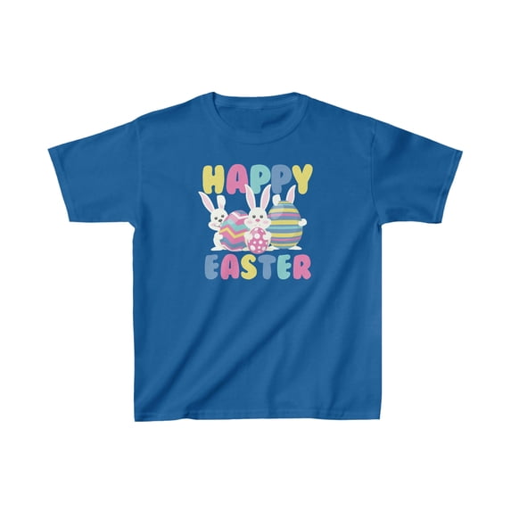 Happy Easter Bunny Rabbit Eggs Holiday Kids Heavy Cotton Tee Shirt
