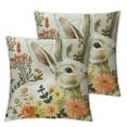 thumbnail image 1 of Happy Easter Bunny Shaped  pillowcase, Embroidered Floral Patterns Cushion Soft Velvet Easter Rabbit Decorative pillowcase for Couch Living Room Bed, Green, 1 of 7