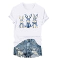 thumbnail image 1 of Happy Easter Bunny Shirt for Women - Cute Rabbit Print Short Sleeve Tunic Tops Spring Holiday Casual Tee Cute Bunny Blouse, 1 of 6