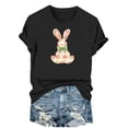 thumbnail image 1 of Happy Easter Bunny Shirt for Women - Cute Rabbit Print Short Sleeve Tunic Tops Spring Holiday Casual Tee Cute Bunny Blouse, 1 of 6