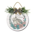 thumbnail image 1 of Happy Easter Bunny Sign Front Door Porch Decorations, Round Rustic Wood Hanging Sign for Farmhouse Porch Outdoor Home Holiday Front Door Sign Decor, 1 of 5