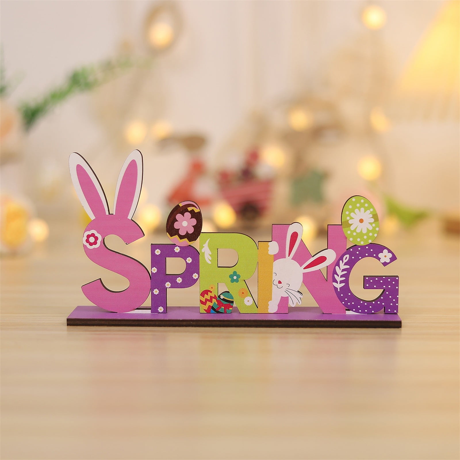 Happy Easter Bunny Table Centerpieces Spring Tabletop Colorful Easter