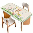 thumbnail image 1 of Happy Easter Bunny Table Cloths for 3 Foot Rectangle Tables, Spring Floral Burlap Sage Green Plaid Patio Waterproof Elastic Fitted Tablecloths, Washable Rectangular Table Cover for Camping, 1 of 8