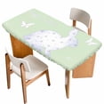 thumbnail image 1 of Happy Easter Bunny Table Cloths for 5 Foot Rectangle Tables, Rabbit Butterfly Spring Flowers Green Patio Waterproof Elastic Fitted Tablecloths, Washable Rectangular Table Cover for Camping, 1 of 8