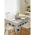 thumbnail image 1 of Happy Easter Bunny Tablecloth Rectangle Table Cloth 60x84, Waterproof Tablecloth Outdoor Table Cloth, Floral Eggs Black White Buffalo Washable Table Cover for Kitchen Dinning Party, 1 of 8