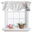 thumbnail image 1 of Happy Easter Bunny Tie Up Valances Curtain, Spring Cute Gray Rabbit Colorful Polka Dots Plaid Adjustable Rod Pocket Short Window Treatment Tie Up Curtains Valances for Kitchen Bathroom 42x18 Inches, 1 of 9